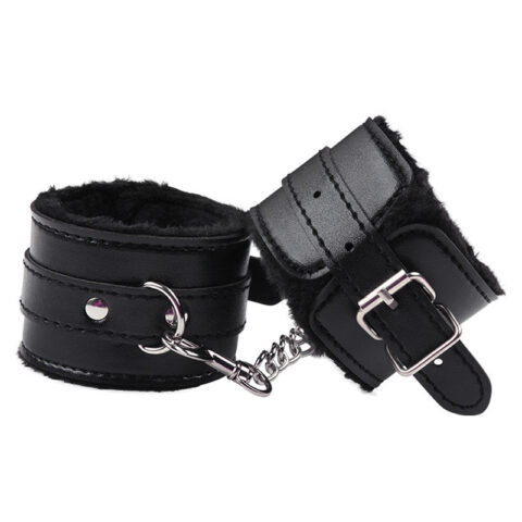 Soft Fetish Leather Handcuffs Χειροπέδες Ασφαλείας Με Κλειδί & Γουνάκι