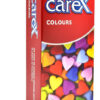 Χρωματιστά Προφιλακτικά Carex Colours με πολλαπλές γεύσεις και ραβδώσεις 12Τμχ
