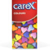 Χρωματιστά Προφιλακτικά Carex Colours με πολλαπλές γεύσεις και ραβδώσεις 12Τμχ