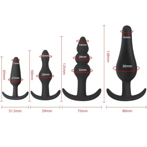 Set 4 anal plug σιλικόνης μαύρες