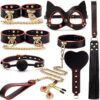 Δερμάτινο BDSM Set Μαύρο 8 τεμαχίων