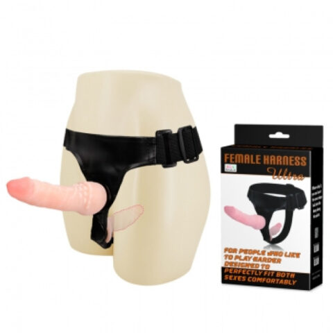Strap-on double dildo with harness