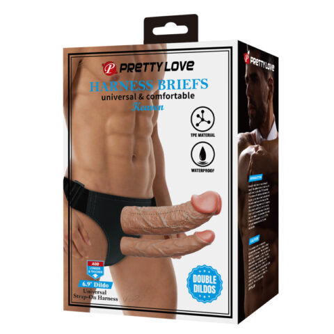 Double strap on dildo harness