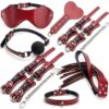 Δερμάτινο κόκκινο bdsm set