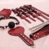 Δερμάτινο κόκκινο bdsm set