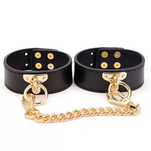 Μαύρες Χειροπέδες Αστραγάλου BDSM | Δερμάτινα Anklets Bondage