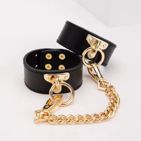 Μαύρες Χειροπέδες Αστραγάλου BDSM | Δερμάτινα Anklets Bondage