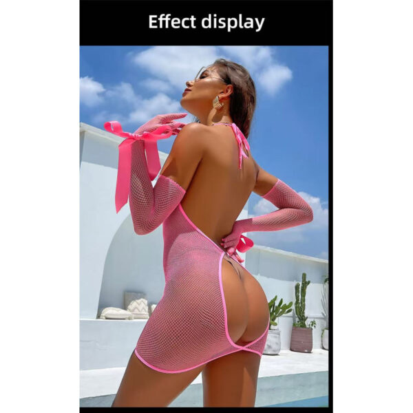 Sexy φόρεμα παραλίας ροζ