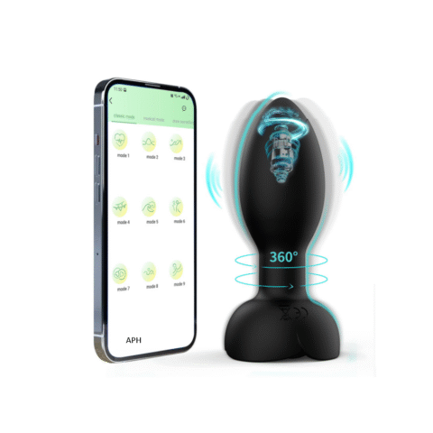 Μαύρη Πρωκτική Σφήνα με έλεγχο μέσω app και περιστροφή 360°