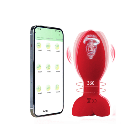Κόκκινη Πρωκτική Σφήνα με έλεγχο μέσω app και περιστροφή 360°