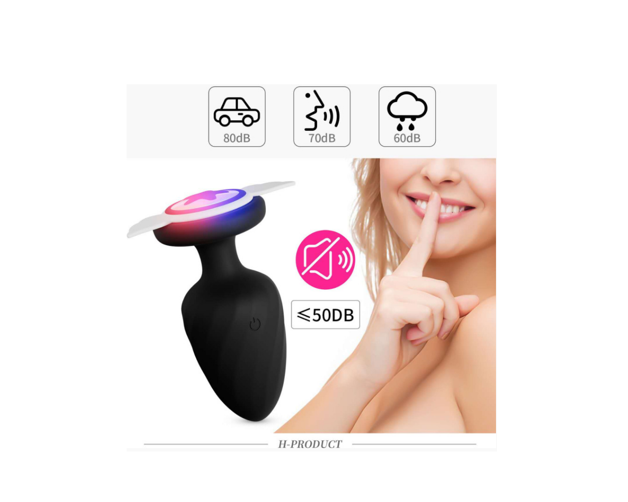 Πρωκτική Σφήνα Με Δόνηση Και Φωτισμό Μαύρη - Image 3