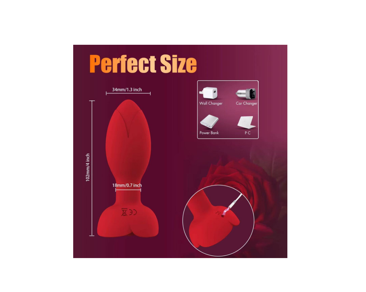 Κόκκινη Πρωκτική Σφήνα με έλεγχο μέσω app και περιστροφή 360° - Image 3