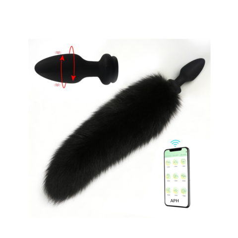 Πρωκτική Σφήνα Ουρά Αλεπούς Μαύρη Σύνδεση Με App Anal Plug Tail Black 360° περιστροφή