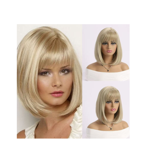 Περούκα με Ξανθό Καρέ Με Αφέλειες Μακριά