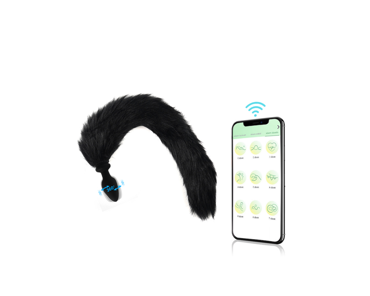 Πρωκτική Σφήνα Ουρά Αλεπούς Μαύρη Σύνδεση Με App Anal Plug Tail Black 360° περιστροφή - Image 4