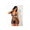 Διχτυωτό Μαύρο Mini Lingerie Φόρεμα με Σχέδιο