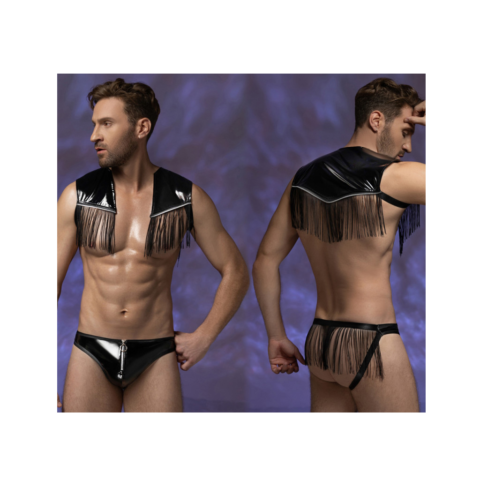 Ανδρικό Σετ Wet Look με Κρόσσια