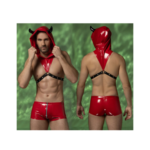 Ανδρικό Devil Set Κόκκινο με Κουκούλα και Boxer