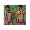 Bondage Ανδρικό Σετ με Harness και Μωβ Boxer Σορτς