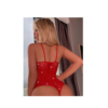 Κόκκινο Διχτυωτό Lingerie Σετ με Strass και Κάλτσες - Image 3