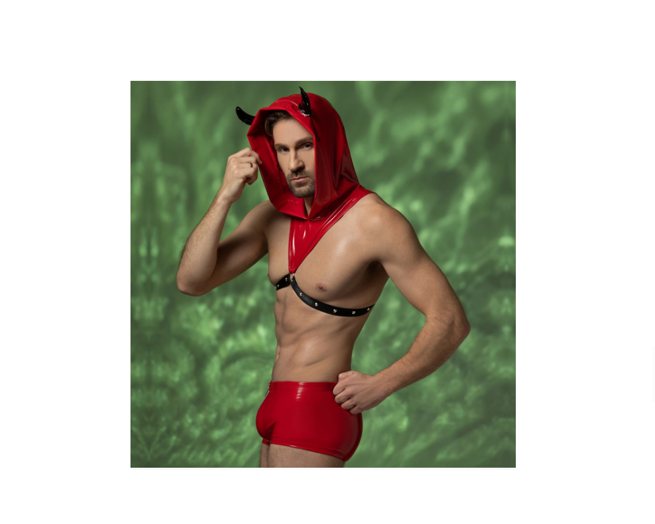Ανδρικό Devil Set Κόκκινο με Κουκούλα και Boxer - Image 3
