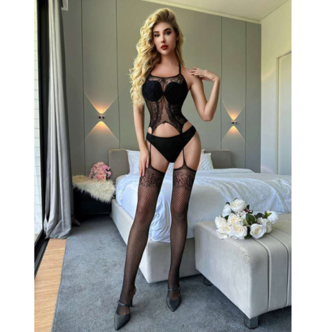Μαύρο Γυναικείο Ολόσωμο Σέξι Σετ Black Women's One-Piece Sexy Set