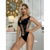 Μαύρο Κορμάκι με Σχέδιο Δίχτυ Black Bodysuit with Fishnet Pattern - Image 3