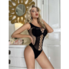 Μαύρο Κορμάκι με Σχέδιο Δίχτυ Black Bodysuit with Fishnet Pattern - Image 4